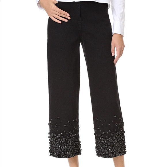 Tibi Denim - Tibi Black embellished crop jeans